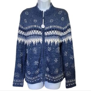 Tiara International Christmas Collection Vintage Snowflake Fair Isle Sweater